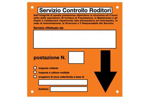 Cartello monitoraggio roditori